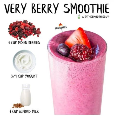 Very Berry Smoothie, Easy Healthy Smoothie Recipes, Frozen Fruit Smoothie, Healthy Diet Smoothies, Resep Smoothie, Fruit Smoothie Recipes Healthy, Easy Healthy Smoothies, Smoothie Recipes Healthy Breakfast, Smoothie Drink Recipes