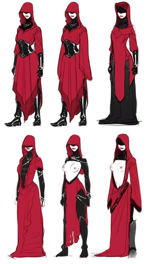 Revealing Outfit Character Design, Erinyes Art, Female Priest Art, Robes Character Design, Cultist Clothes, Fantasy Robes Concept Art, Rogue Outfit Design, Robes Drawing Reference, Nephilim Character Design