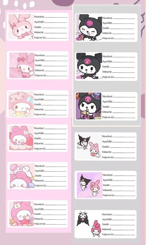 Notebook Labels Printable Aesthetic, School Labels Printables, School Stickers Labels, Notebook Labels, Hello Kitty Printables, Kitty Pictures, Hello Kitty Crafts, Hello Kit, Paper Doll Template