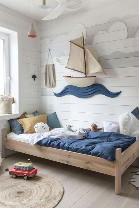 Beach House Kids Bedroom, Boys Beach Bedroom, Kids Beach Room, Kid Room Design, Nautical Kids Bedroom, Beach Kids Room, Houses Aesthetic, Kids Bedroom Boys, Kids Rooms Inspo