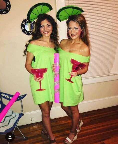 Margarita Costume Diy, Costumes For Two Best Friends, Margaritaville Party Outfit, Margarita Costume, Halloween Costumes For Two People, Halloween Costumes For Two, Tropical Party Outfit, Costumes For Two, Halloween Costumes For 2