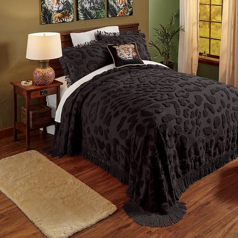 Leopard Chenille Bedspread | Midnight Velvet Chenille Bedspread, Leopard Pattern, Buy Now Pay Later, Cat Nap, Bed Spreads, A Cat, Apartment Decor, Velvet, Bed