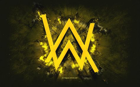 Alan Walker Logo, Walker Logo, Stone Background, Yellow Logo, Art Yellow, Grunge Art, Alan Walker, Yellow Stone, ? Logo