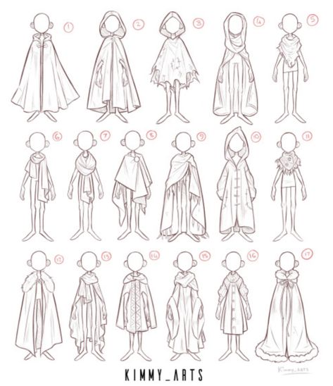 Clothing Drawings Outfits, Dnd Reference Pose, Art Reference Clothing, Fantasy Dress Reference, Drawing Cloaks, How To Draw A Cape, Robes Drawing Reference, How To Draw A Cloak, Dnd Poses Reference