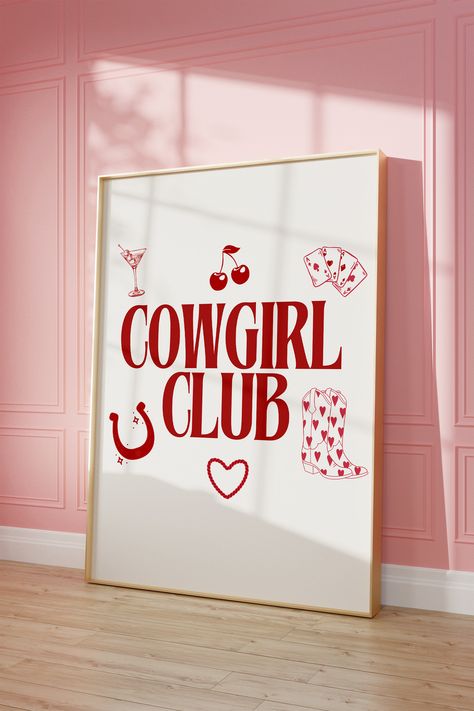 Cowgirl Aesthetic Room, Retro Cowgirl Aesthetic, Vintage Western Art, Cowboy Bar, Cowboy Poster, Aesthetic Western, Cowgirl Room, Preppy Art, Cowgirl Decor