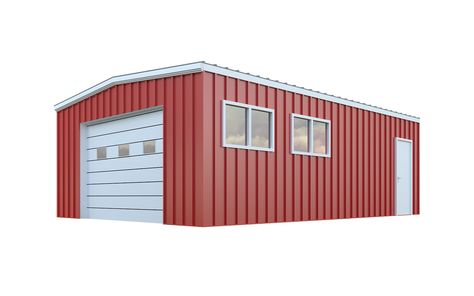 Are you looking for more space or just looking to add a 2-car garage? With a General Steel 24x30 garage you have the space to park 2 cars and the option of adding doors on the sidewall or endwall. 24x30 Garage, General Steel Buildings, Small Storage Building, Steel Garage Buildings, Metal Garage Kits, Construction Garage, Garage Packages, Metal Garage Buildings, Pole Barn Plans