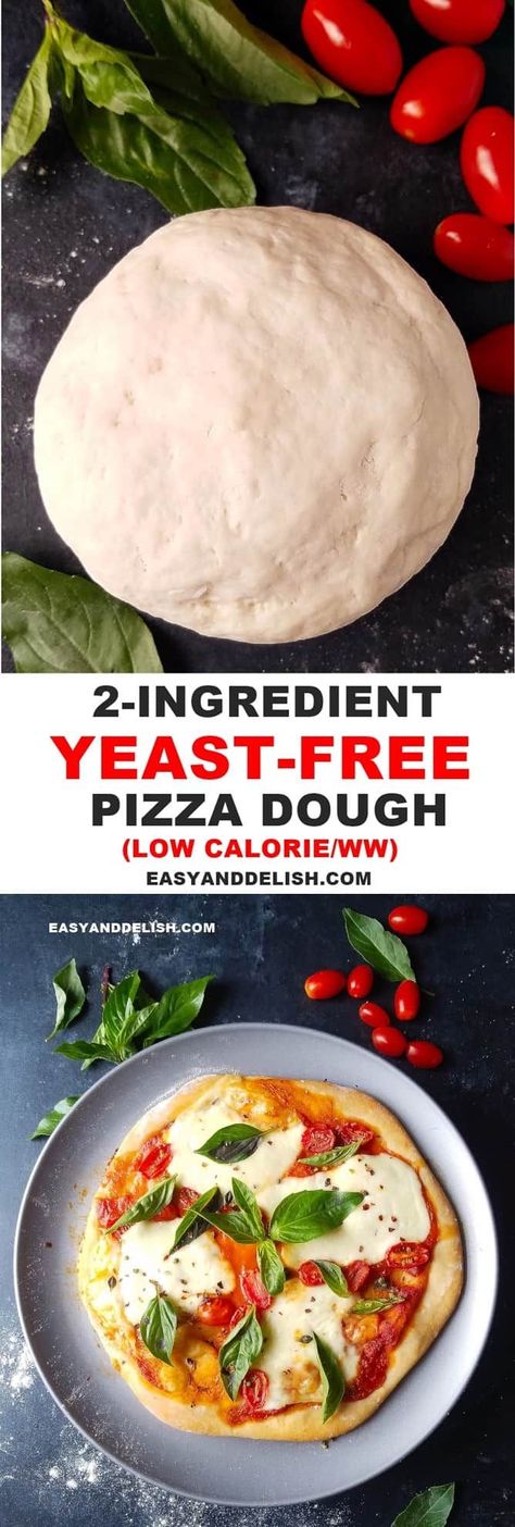 Cauliflower Pizza Dough, Yeast Pizza Dough, Calories Pizza, Low Calorie Pizza, No Yeast Pizza Dough, Recipes Pizza, Pizza Roll, Low Carb Low Fat Recipes, Two Ingredient