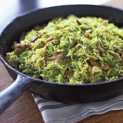 Shaved Brussels Sprouts with Pancetta | MyRecipes Brussel Sprouts With Pancetta, Caramelized Brussel Sprouts, Brussels Sprouts With Pancetta, Pancetta Recipes, Marcus Samuelsson, Shaved Brussel Sprouts, Thanksgiving Vegetables, Thanksgiving Salad, Sprouts Recipe