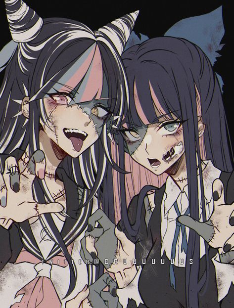 Criis-chan 🌸 on X: "Ibuki and Stocking to wish you all a Happy Halloween!! 👻🎃 " / X Danganronpa Nails, Danganronpa Halloween, Danganronpa Matching Pfp, Stocking Anarchy, Panty And Stocking With Garterbelt, Ibuki Mioda, Panty Stocking, I Love Sleep, Panty And Stocking