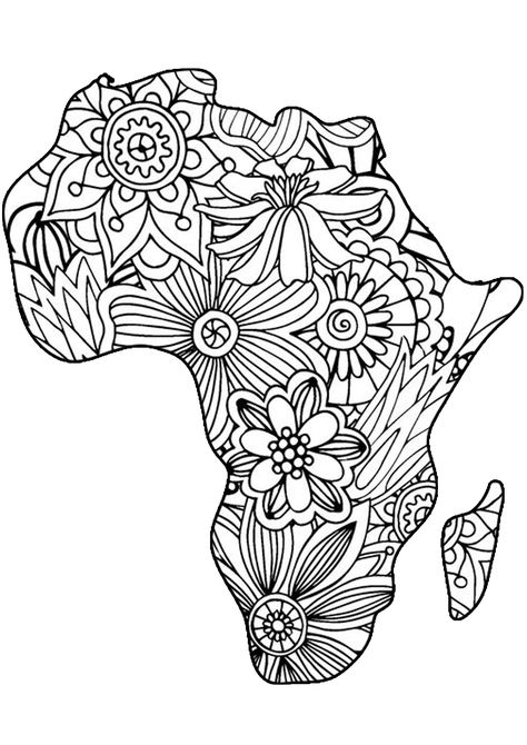 Africa Coloring Pages, Women Coloring Pages, African Colors, Flag Coloring Pages, Tree Coloring Page, Pattern Coloring Pages, Adult Colouring Pages, Dog Coloring Page, Adult Coloring Book Pages