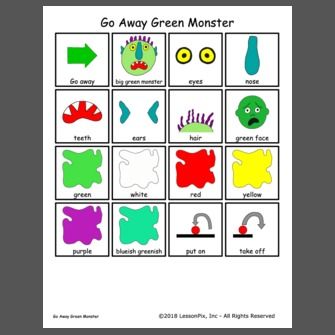 Go Away Green Monster Big Green Monster, Green Monster, Green Monsters, Following Directions, Tell A Story, Therapy Ideas, Movie Songs, Laminate, Songs