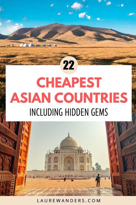 A list with the cheapest Asian countries to travel to. Cheap countries in Asia / Cheap countries to visit in Asia / Cheap destinations to travel in Asia Traveling To Asia, Best Places To Travel In Asia, Places In Asia To Visit, Asian Countries To Visit, Best Asian Countries To Visit, South East Asia Travel Route, Countries To Travel, Cheap Destinations, Frugal Travel