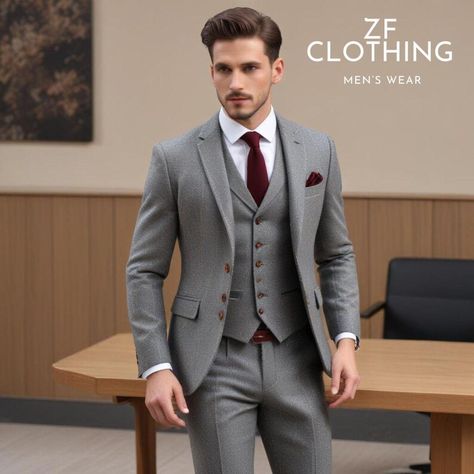 Grey Tweed Suit Men, Groom Wedding Suit, Mens Tweed Suit, Grey Tweed Suit, Suit Groom, Formal Fashion, Wedding Suits Groom, Stylish Suit, Tweed Suits