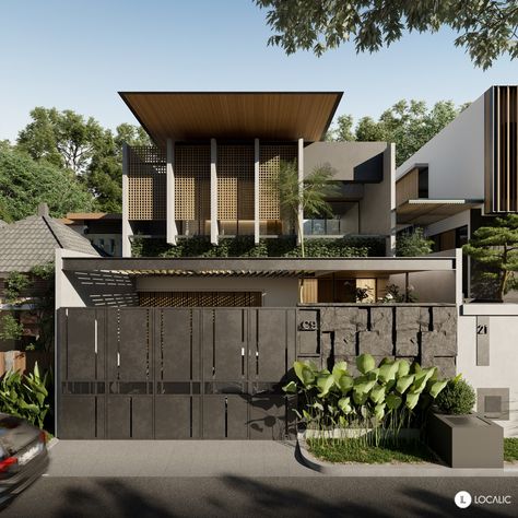 Modern Tropical House, Interior Studio, Contemporary House Exterior, Modern Architecture Building, Modern House Facades, Architecture Model House, House Gate Design, Modern Exterior House Designs, Minimal House Design