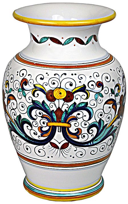 Ricco Deruta Italian Pottery Deruta Italian Ceramics, Italian Vase, Talavera Pottery, Italian Pottery, Italian Ceramics, Bottle Painting, Ceramic Vases, Umbria, Porcelain Vase