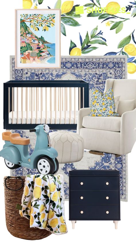 Mediterranean Nursery Theme, Amalfi Nursery, Italian Themed Nursery, Italian Theme Nursery, Amalfi Coast Nursery Theme, Italy Themed Nursery, Italian Nursery, Lemon Nursery, Lemon Nursery Theme