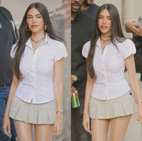 Madison Beer in our Liana Top + Pleated Micro Mini Skirt ♡ Pleated Skirt Outfit, Rok Mini, Danielle Guizio, The Lure, Micro Mini Skirt, Miniskirt Outfits, Micro Mini, Madison Beer, Skirt Outfit