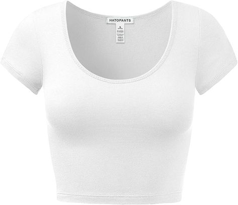 Women's Cotton Basic Scoop Neck Crop Short Sleeve Tops at Amazon Women’s Clothing store Dr Mundo, Crop Top Blanco, Scoop Neck Crop Top, Short Sleeve Tops, Cute Everyday Outfits, White Crop, White Crop Top, Preppy Outfits, Dream Clothes