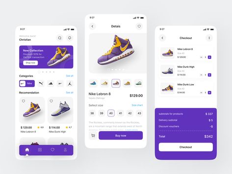 Shoe Apps, Creative App Design, Ui Design Tutorial, Ux Design Trends, Ux Design Mobile, E-commerce App, Ux App Design, App Design Layout, Ecommerce App