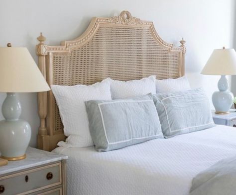 Frontgate Bedroom, French Cane Bed, Cane Headboard, French Beds, Bedroom 2022, French Headboard, Cane Bed, Rattan Bed, French Bed