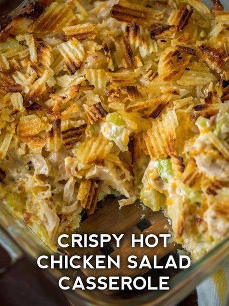 Crispy Hot Chicken Salad Casserole Crispy Hot Chicken Salad, Hot Chicken Salad Casserole, Chicken Salad Casserole, Salad Casserole, Hot Chicken Salad, Hot Chicken Salads, Savory Pies, Best Comfort Food, Hot Chicken