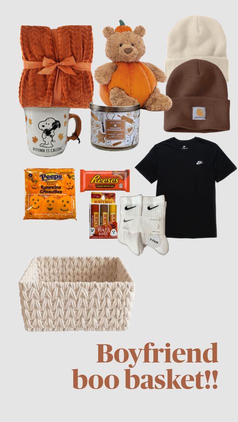 #boobasketforboyfriend #boyfriend #fallbasket Fall Baskets For Boyfriend, Brrr Basket For Boyfriend, Basket For Boyfriend, Thanksgiving Baskets, Making A Gift Basket, Boyfriend Gift Basket, Burts Bees, Basket Ideas, Care Package