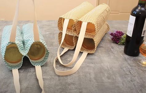 Fabric wine bottle bag