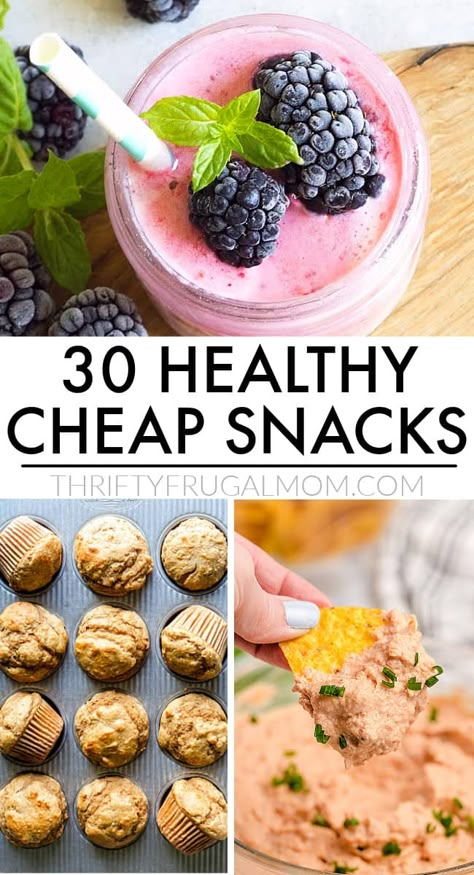 30 Cheap Healthy Snacks- for kids and adults! | Thrifty Frugal Mom Healthy Cheap Snacks, Snacks To Sell, Cheap Snacks, Budget Snacks, Snack Recipe Ideas, Cheap Healthy Snacks, Cheap Snack, Healthy Summer Snacks, Healthy Homemade Snacks