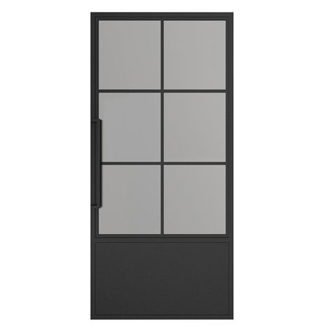 Calhome Glass Black Steel Frame Prehung Interior Door With Door Handle & Reviews | Wayfair Black Frosted Glass Pantry Door, Glass Bedroom Doors, Glass Door Privacy Ideas, Glass Laundry Room Door, Metal Pantry Door, Black Pantry Door, Interior Glass Doors Ideas, Metal French Doors, Single Exterior Doors