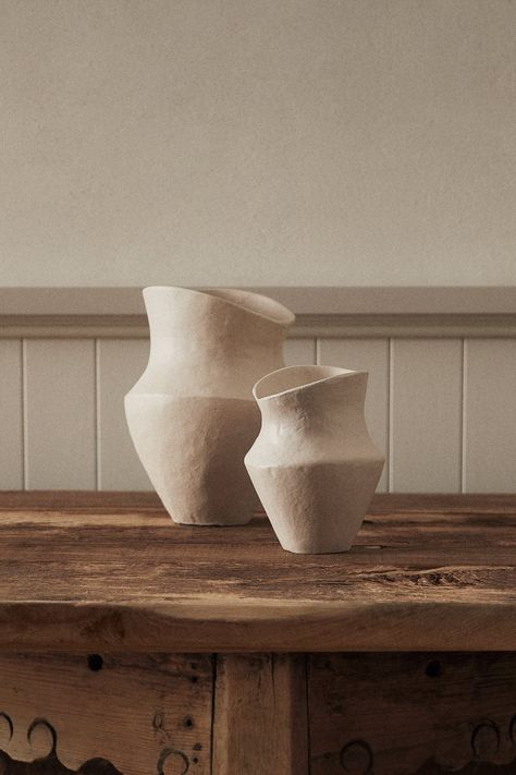 IRREGULAR-SHAPED VASE - Ecru | ZARA United States Zara Home Vase, Zara Home Interiors, Aluminum Vase, Nordic Vase, Recycled Glass Vases, Fluted Vase, Home Decor Brand, Pottery Handbuilding, Clay Vase