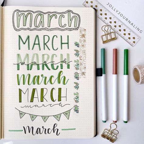 Hannah | Bullet Journal on Instagram: “Happy Thursday 🤗 today I wanted to share with you my march header ideas !! 🌵” Calendar Writing Ideas, March Dot Journal Ideas, March Calendar Doodles, March Whiteboard Ideas, March Whiteboard Calendar Ideas, March Header, Journal Ideas March, March Planner Ideas, March Journal Ideas