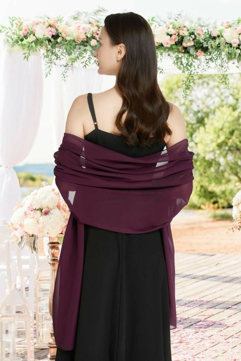 Cover Up For Dress Formal, Shawl For Formal Dress, Dress Cover Up Formal, Dress Coverup Ideas, Bridesmaid Gowns, Elegant Scarves, Dress With Shawl, Sheer Scarf, Chiffon Evening Dresses