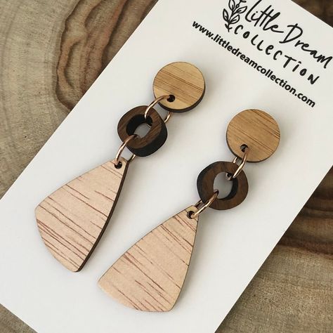 Laser Cut Wood Jewelry, Earrings Unique, Wooden Earrings, Laser Cut Wood, Wood Earrings, Wood Jewellery, Diy Earrings, Shape Design, Unique Earrings