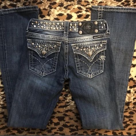 Size 25 flared studded miss me jeans Msg or comment... - Depop Thirteen Jeans, Missme Jeans Outfits, 2000’s Jeans, 2000s Flare Jeans, Miss Me Jeans Outfit Ideas, 2000 Jeans, Jeweled Jeans, Missme Jeans, 2000s Jeans