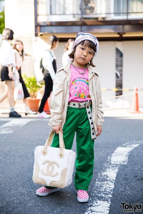 6-year-old Coco’s Cool Harajuku Street Style w/ Funktique, Faith Tokyo, Supreme Harajuku Street Style, Kids Street Style, Harajuku Street, Harajuku Fashion Street, Tokyo Street Style, Style Instagram, Tokyo Fashion, Japanese Street Fashion, Knit Cap