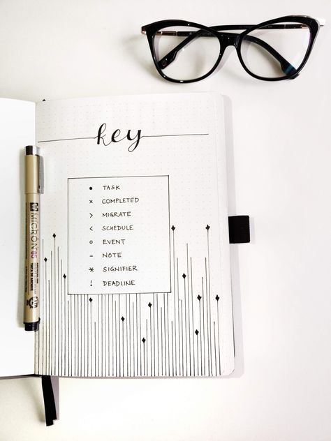 Key Bujo Ideas, Key Page Bullet Journal, Minimalist Bujo Theme, Bujo Inspiration Minimalist, Bujo Key Ideas, Bujo Ideas Minimalist, Bujo Key Page, Key Bujo, Journal Key Page