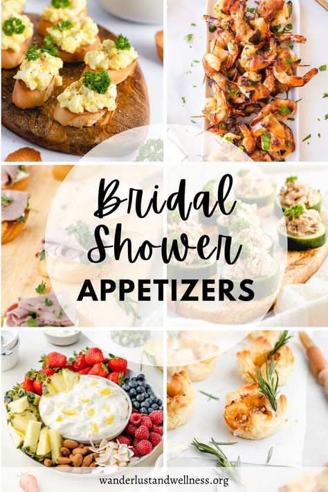 Hosting a bridal shower can be both exciting and overwhelming, especially when it comes to deciding on the menu. Appetizers are a great way to satisfy your guests' taste buds without filling them up before the main course. And with so many delicious options to choose from, it can be difficult to narrow down the choices. That's why we've put together this collection of the best bridal shower appetizers to help you plan the perfect menu for your event! Savory Bridal Shower Appetizers, Appetizer For Bridal Party, Bridal Shower Party Food, Appetizers For Ladies Luncheon, Appetizer Bridal Shower Ideas, Appetizers For Bridal Shower Easy, Wedding Shower Orderves, Bridal Shower Crockpot Food, Brunch Food For Bridal Shower Mornings