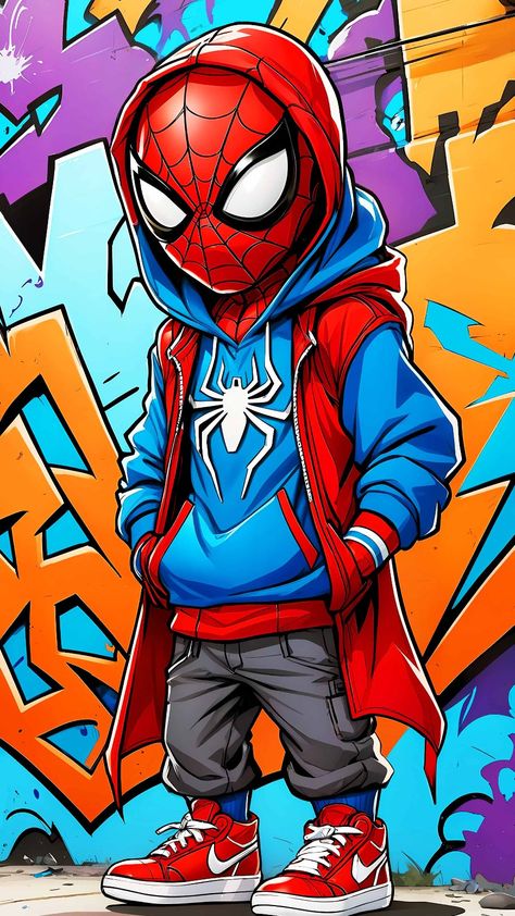 Spiderman Graffiti Art, Spider Man Graffiti, Design A Superhero, Spiderman Anime, Spiderman Painting, Spiderman Images, Spiderman Comic Art, Potrait Painting, Buddhist Art Drawing