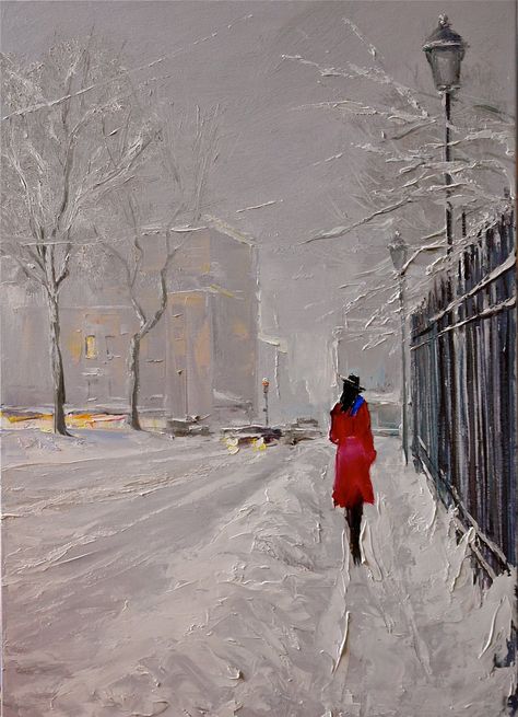 Christina Nguyen | Art Galleria D'arte, Hur Man Målar, Winter Painting, Snow Scenes, Winter Art, Winter Scenes, The Snow, Artwork Painting, Painting Inspiration