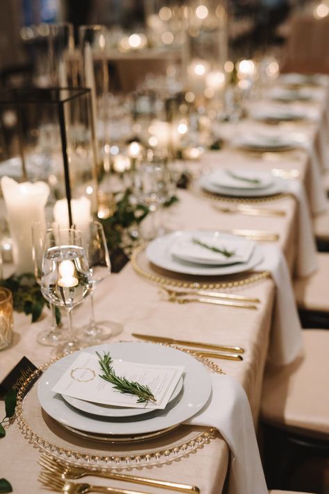 Champagne And White Table Decor, 2023 Wedding Tablescape, Tan And Green Wedding Table Settings, Wedding Table Decor Champagne, Taupe Gauze Table Runner Wedding, Winery Wedding Table Setting, Winter Wedding Napkin Ideas, White Green Wedding Aesthetic, White And Beige Wedding Table