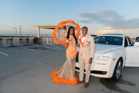 Orange And Silver Prom Suit, Orange Prom Suit, Prom Outfits For Guys, Suit Prom, Orange Prom Dresses, Prom Colors, Cream Suit, Orange Suit, Senior Prom