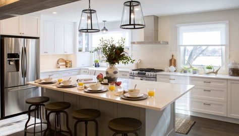 The Property Brothers Reveal One Thing That Dates a Kitchen, Bad | realtor.com® Property Brothers Kitchen, Property Brothers Designs, Drew And Jonathan Scott, Jonathan Silver Scott, Brick Steps, Gray Cabinets, Jonathan Scott, Circular Table, Property Brothers