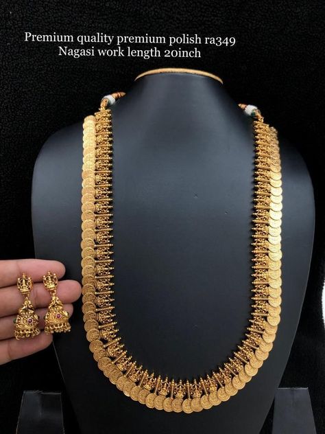 Kasulaperu Latest Designs, Haram Designs Gold Latest, Kasu Malai, Necklace Set Indian Bridal Jewelry, Fashion Jewelry Necklaces Gold, Temple Jewellery Earrings, Haram Designs, Wedding Jewelry Sets Bridal Jewellery, Gold Jewels Design