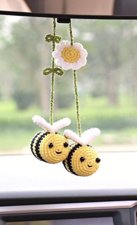 Car Hanging Crochet Pattern Free, Car Hanging Crochet, Crochet Car Hanging, Crochet Car Dangle Pattern, Crochet Car Hanger, Crochet Flower Car Hanging Free Pattern, Crochet Flower Car Hanging, Crochet Bee Car Hanger, Crochet Pencil Case