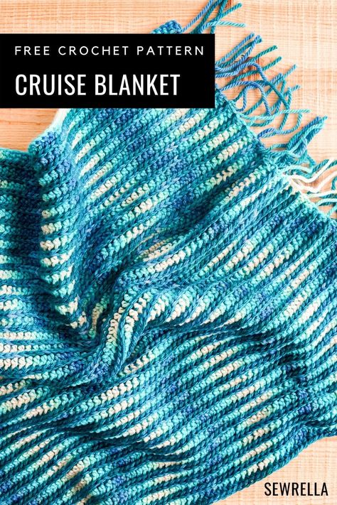 Cruise Crochet Blanket - in 12 sizes! - using hand dyed yarn - free pattern Crochet Blanket Variegated Yarn, Crochet Throw Pattern, Knitting Patterns Free Blanket, Easy Crochet Blanket, Manta Crochet, Crochet Patterns Free Blanket, Variegated Yarn, Blanket Patterns, Crochet Throw