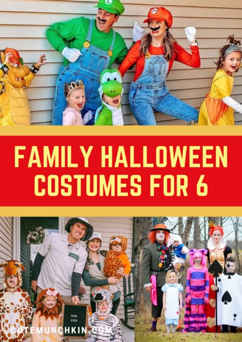 Best Family Halloween Costumes for 6 Family Halloween Costumes For Five, Halloween Costume Ideas For Family Of 6, Family Of 5 Halloween Costumes Mario, Costumes For Family Of 5 Halloween, 6 Family Halloween Costumes, Multi Family Halloween Costumes, 6 Person Family Halloween Costumes, Family Costumes Family Of 5, Halloween Costume For Siblings