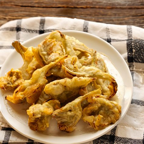 Fried Artichokes Italian, Artichoke Fritters, Fried Zucchini Flowers, Fried Artichokes, Fried Artichoke, Rice And Vegetables, Lemon Aioli, Spring Peas, Chocolate Breakfast