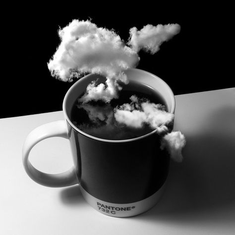 Clouds and coffee - two beautiful things.  Clouds in my coffee. #CoffeeArt Storm In A Teacup, Photoshop Ideas, Surrealism Photography, Montage Photo, Love Coffee, My Coffee, Coffee Love, White Photo, Coffee Art