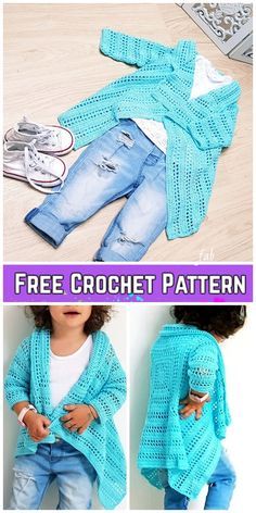 Crochet Cardigan Girl, Cardigan Til Baby, Cardigans Crochet, Crochet Cardigan Free, Crochet Cardigan Pattern Free, Irish Crochet Dress, Crochet Baby Cardigan, Crochet Toddler, Crochet Clothes For Women