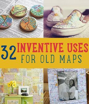 32 Inventive Uses for Old Maps | www.diyprojects.com/32-inventive-uses-for-old-maps/ Map Diy Projects, Old Maps Crafts, Decorating With Maps, Diy Map, Repurposing Ideas, Map Crafts, Travel Crafts, Map Projects, Michael Johnson